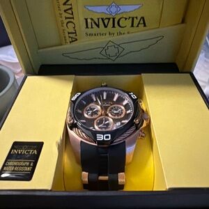 Invicta Bolt Chronograph Rose Gold Black Watch Box